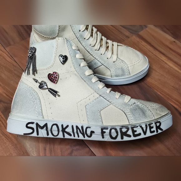 Saint Laurent Distressed Sneakers, Size 6½ - Picture 2 of 9